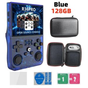 Console De Jeu Vidéo Portable Rétro Open Source R36 Pro, Système Linux, Écran Ips De 3.5 Pouces, Lecteur Vidéo De Poche Portable, Jeux De 128 Go-Bleu 128gb - Neuf
