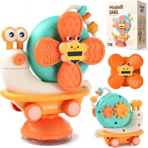 MDY-Jouet Escargot Baby Spinner Ventouse Chaise Haute Dès,Montessori Sensoriels Jouet Eveil Bebe 1er Age,D'éveil Jouet Bain Bébé Cadeau Enfant pour Garçon Fille Bambin Cadeau d'anniversaire - Neuf
