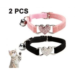 Collier Pour Chat &Eacute;l&eacute;gant Et R&eacute;glable Avec Ceinture De S&eacute;curit&eacute; Et Clochette &iquest; Cadeau Id&eacute;al Pour La Saint-Valentin (24-30 Cm) - Neuf