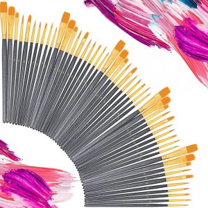 Chenquansarl-Pinceau De Peinture,Sets De Pinceaux Of 50 Pinceau De Gouache Pour Aquarelle Huile Acrylique Artisanat Dessin Pour Bricolage Adolescents Enfants Nylon Noir - Neuf