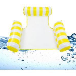 Flottant Hamac Gonflable, Flotteur Gonflable Piscine, Bouée Transat Piscine Pliable Portable, Hamac d'eau avec Pompe à Air Manuelle Jouets de Piscine pour Plage Partie Vacances - Neuf