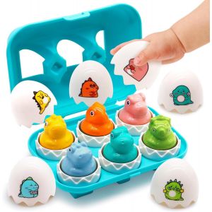 ChenQuanSarl-Jouet Bebe 1 An 6 Pcs ?ufs Assortis Plastique Dinosaure Jeu Educatif 1 An Jouet Formes Et Couleurs Montessori Jouet Sensoriels Pour B&eacute;b&eacute;s 18 Mois Journ&eacute;e Des Enfants Cadeau 1 2 3 Ans - Neuf