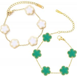 ERYI-2 Pièces Bracelet Trèfle Chanceux Femme, Bijoux Trèfle À 4 Feuilles Pour Mariages, Bracelets Personnalisé Femme, Bracelet De Luxe, Anniversaires, Fêtes Et Cadeaux Chanceux - Neuf