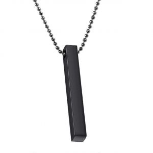 Collier Bar Hommes Et Femmes Collier Unisexe En Acier Inoxydable Pendentif Bijoux Noir Longue Chaîne À Boule - Neuf