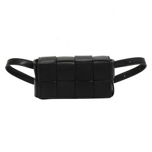 Sac banane convertible en bandouliere pour femme, sac a main style cassette tisse avec ceinture ajustable (noir) - Neuf