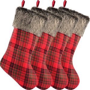 4 Pi&egrave;ces De No&euml;l, Bas De No&euml;l Mantel De Chemin&eacute;e Pendaison - Neuf