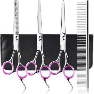 Jgd-Ciseaux Toilettage Chien, 4 In 1 Kit Toilettage Chien En Acier Inoxydable, Professionalnel Toilettages Du Chiens Compris Ciseaux &Agrave; Effiler/Ciseauxs Courbes/Ciseauxs Droits/Peigne De/Toilettages - Neuf