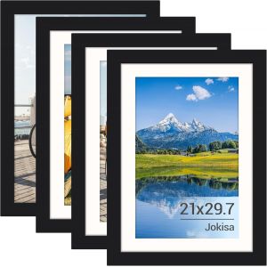 Cmwx-Lot De 4 Cadres Photo Din A4, Cadre Photo 21x30 Noir Avec Plexiglas, Cadre Photo Pour Photos, Images, Posters (Noir) - Neuf