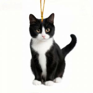 Noël des Chats Ornements, Mignon, Noir & Blanc Acrylique Chat Pendentifs, compatible avec arbre de Noël, de voiture, décoration de la maison, parfait pour les amoureux des chats cadeau - Neuf