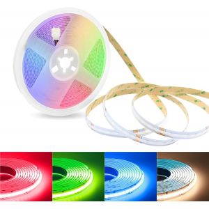 24v Cob Ruban Led Rgbw, 10m Led Ruban Bande Cob Rgb+Blanc Chaud 3000k 672leds/M Flexible Bande Dimmable 12mm Largeur 5 Pin Lumineuse Led Flexible Pour Armoire, Cuisine, Bricolage, [Rub9222474] - Neuf