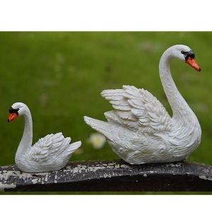 1 Paire De Mini Statues De Sculpture De Cygne Pour La Décoration De Pelouse De - Neuf