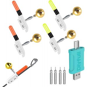 4 Pack Waterproof Led Bite Alarms Night Fishing Accessories With Charger And Battery - Neuf