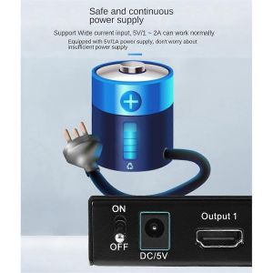 measy Une entr&eacute;e Deux Sortie R&eacute;partiteur Diviseur de fr&eacute;quence AU Plug - Neuf