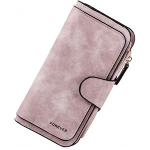 CAUC-Portefeuille Femme Grande, Longue Portefeuille en Cuir PU avec 10 Emplacements Carte et Fermeture &Eacute;clair, Portefeuille Long Cuir avec Blocage RFID pour Femme Homme (Rose) - Neuf