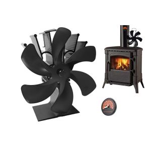 Ventilateur de chemin&eacute;e &agrave; chaleur avec thermom&egrave;tre pour une meilleure r&eacute;partition de la chaleur - Neuf