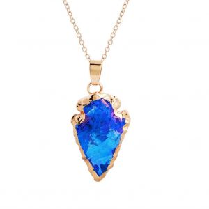 Femmes Alliage Faux Cristal Goutte Pendentif Cha&icirc;ne R&eacute;glable Collier Bijoux (Bleu) - Neuf