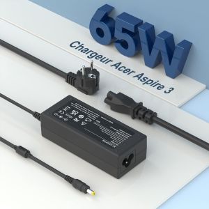 Chargeur pour Acer 65W pour Aspire 3 5 E3 E5 E15 E17 ES1 V3 V5 S3 R3 5250 5750 5920 5742 5253 5733 5517 5532 Aspire One PC Ordinateur Portable 19V 3.42A Alimentation Adaptateur (5.5 X 1.7mm) - Neuf