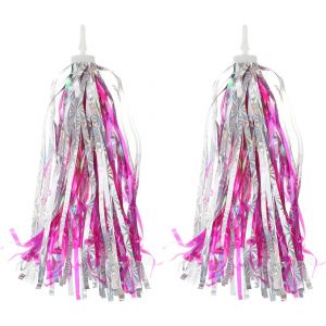 Kal-Rubans Guidon Vélo, Pompons Colorés Pour Guidon Trottinette, Accessoires Décoration Pour Filles, Vélo, Tricycle, Rose Rouge Argent - Neuf