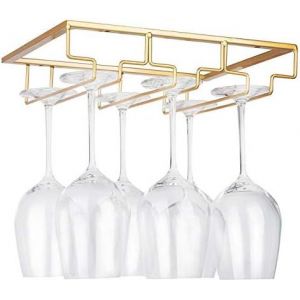 Verre À Vin Rack En Vertu Du Cabinet De Verres À Pied Porteur De Verres À Vin Verres De Stockage Cintre En Métal Organisateur Pour Le Bar De La Cuisine De L'or - Neuf
