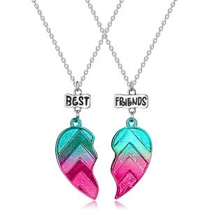 Kal-2 Pièces Collier D'amitié Licorne, Meilleur Ami Licorne Coeur Collier, Collier Amitié Fille, Collier Licorne Pendentif Coeur Licorne, Licorne Coeur Pendentif Collier, Colier D Amitier Pour 2 - Neuf