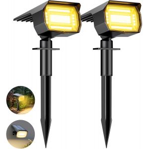Tianyi-Lot De 2 Spot Solaire Exterieur, 72 Led Lampe Solaire Etanche Ip65, Lumiere Solaire Avec 3 Modes D'éclairage, Réglable 120° Projecteur Solaire Extérieur Pour Jardin Allée Chemin Blanc Chaud - Neuf