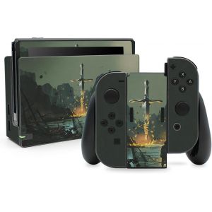 RX021 Protective Film for Joy-Con Game Console and Charging Dock Sticker Top Scratch Protection Custom Sticker Design RX021 (Sword No. 25) - Neuf