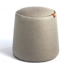 &Aacute;ngel Cerd&aacute; - Pouf de Rangement Tapiss&eacute; en Tissu Gris - Repose-Pieds pour Canap&eacute; avec Poign&eacute;e en Cuir et Compartiment Int&eacute;rieur - Style Moderne - Design Avant-Gardiste et Actuel - Mat&eacute;riaux R&eacute;sistants - 40 x 44 x 44 cm - Neuf