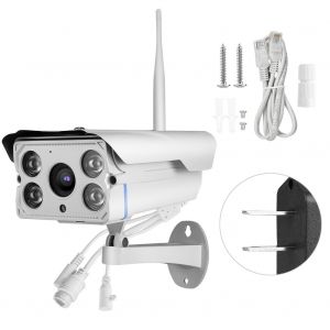 Camera de surveillance exterieure sans fil 1080p haute definition avec emplacement pour carte memoire IR, compatible Onvif 110-240 V - Neuf