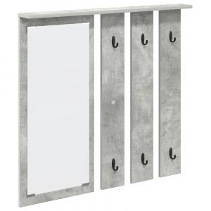 vidaXL Porte-manteau mural avec étagère Montage mural avec miroir Gris béton 84 x 10 x 80 cm - Neuf