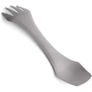 Cuillère-Fourchette Légère 2 En 1 En Titane - Ensemble Cuillère Et Fourchette Durable Pour Le Camping, La Randonnée Et Les Pique-Niques - Comprend Un Sac De Rangement Portable - Neuf