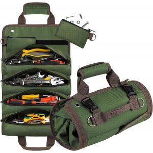 (Noir) Sac À Outils Enroulable, Matériel Multifonctionnel, Pour Électricien, Menuiserie, Rouleau À Outils De Voiture Vide, Rouleau À Outils Portable Avec 5 Poches Séparées - Neuf