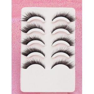 Ore-3/5/10 Paires De Cils Oeil De Chat Faux Cils De Vison Ailé Extrémité Oeil Cils Allongés Naturel Long Manga Cils Faux Cils Maquillage-5pairs-Bgxx1- - Neuf