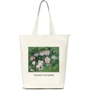 TZF-Sac Tote Bag Ecologique Grand, Sacs de Courses pour Femme, Sac Cabas Toile en Coton, Sac en Tissu avec Fermeture Eclair et Poche Int&eacute;rieure, pour Utilisation en Travail, Shopping, Ecole, etc - Neuf