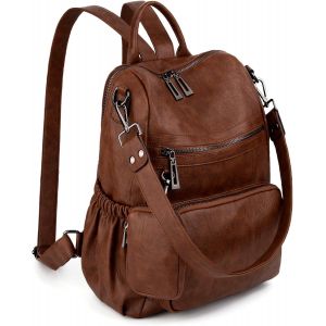 KALANKA-Femme Sac port&eacute; Dos Anti-Vol Sac &agrave; Main port&eacute; &eacute;paule Glands Multi Compartiment PU Cuir lav&eacute; - Neuf