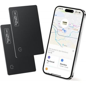 MEVRONISSHOP-2PCS Carte Tracker Portefeuille - Carte Intelligente Compatible Apple Find My, Localisateur Bluetooth pour Portefeuilles, Sacs, Bagages - IP68 &Eacute;tanche, Charge sans Fil, Alerte M - Neuf