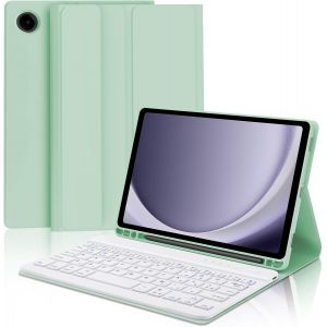 Étui Avec Clavier Pour Samsung Galaxy Tab A9 8.7"" 2023, Italien Qwerty Clavier Bluetooth Amovible Avec Porte-Stylo Pour Samsung Galaxy Tab A9 8,7"" 2023, Vert Clair.[R1326] - Neuf