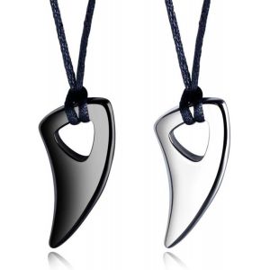 Trahoo-Pendentifs En Forme De Dent 2 Pièces Colliers De Serrage En Acier Inoxydable Epoch World Collier Homme Avec Pendentif En Forme De Loup Réglable En Cuir Pour Homme Et Femm - Neuf
