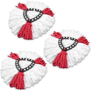Set of 3 Replacement Mop Refills,Microfibre Mop Replacement Head,Replacement Head for Kitchen Floors,Microfibre Replacement Mops (Red & White) - Neuf