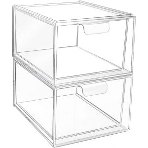 Jexnovashop-2 Tiroir Rangement - Boite Rangement Tiroir - Rangement Maquillage Tiroir - 16 Tapis Antid&eacute;rapants - Id&eacute;al Pour La Salle De Bain, La Coiffeuse, Le Bureau Et D'autres - Neuf