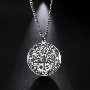 Archange Vintage Raphaël Ailes Cercle Rond Pendentif Collier Sceptre Exquis Totem Guérison Protection Amulette Bijoux - Neuf