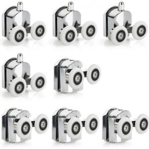 Lot de 8 roulettes de rechange pour porte de douche coulissante en alliage de zinc, diamètre 23 mm, doubles roulettes pour salle de bain - Neuf