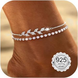 Kalsw-Bracelets De Cheville Pour Femme Empilable Bracelet Cheville Ajustable Corde Chaîne Perlée Pied Bijoux De Plage Pour Femme - Neuf