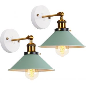 TIANYI-Lot de 2 Appliques Murales Modernes Design Lampe Murale Industrielles en M&eacute;tal Spots muraux Int&eacute;rieur Ajustable Luminaire Interieur pour Chambre Salon,22cm (Vert-A-2 pcs) - Neuf