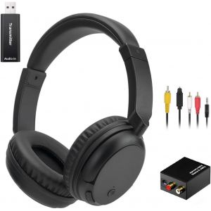 Casque TV Bluetooth 5.3 Noir, Sans Fil, Sur-Ear, 30 Heures de Lecture, 40 mm, 20 Hz20 KHz, 32 Ohm, 1.4E+2 grams, Compatible avec TV/Mobile/Ordinateur, Poids 140g - Neuf