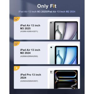 Coque Pour Nouvel Ipad Air 13 Pouces (M3/M2-2025/2024) Avec Porte-Stylet, Étui Fine Mise En Sommeil/Réveil Auto, Housse Arrière Transparente Avec Support Pour Ipad Air 13, Blanc - Neuf