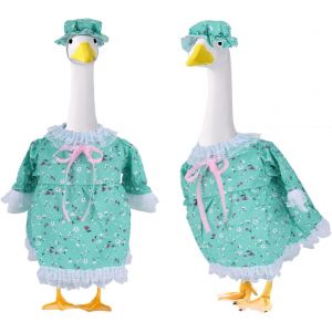 MEVRONISSHOP-Tenues d'oie Porche, avec Chapeau et Vêtements pour Statue d'oie 58,42cm Idéales pour l'Été Jardin Terrasse Cour Pelouse Costumes Accessoires Décoration(Vert) - Neuf