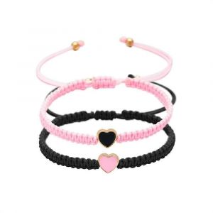 De Correspondance De Coeur Rose Perlé Des Bracelets Pour Les Couples Et Les Amis, Réglable En Cuir, Cordon D'amitié Bijoux - Neuf