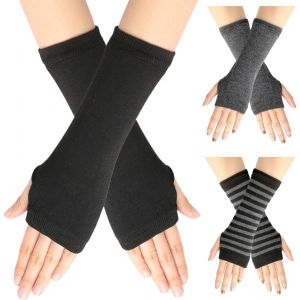 Women's Gloves And Mittens 3 Pairs Long Arm Warmers Fingerless Knitted Thermal Gloves Winter Thermal Gloves Stretch Cuffs - Neuf