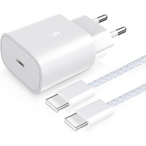 JGD-Cable USB C Vers USB C&iquest; 60W Cable Type C Charge Rapide 1M Cordon USBC Vers C Nylon Tress&eacute; avec 25W Chargeur Type C - Neuf