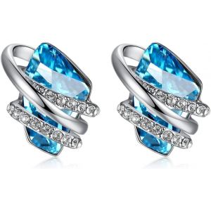 Tianyi-Pierre De Souhait Boucles D'oreilles Avec Cristaux De Pierre De Naissance, Plaqu&eacute; Or Rose 18 Carats Ou Argent&eacute; - Neuf